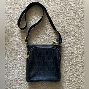 Steve Madden Embossed Black Messenger Bag NWOT